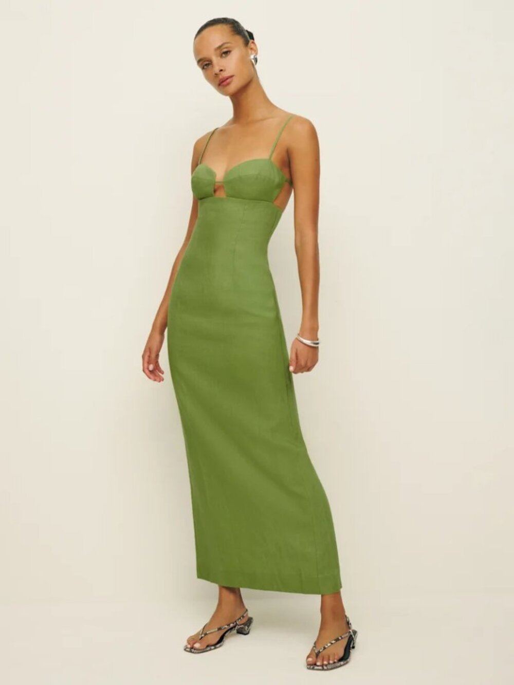 NWT Reformation Malibu Linen Maxi Dress Stellar Size 6 - Picture 3 of 10